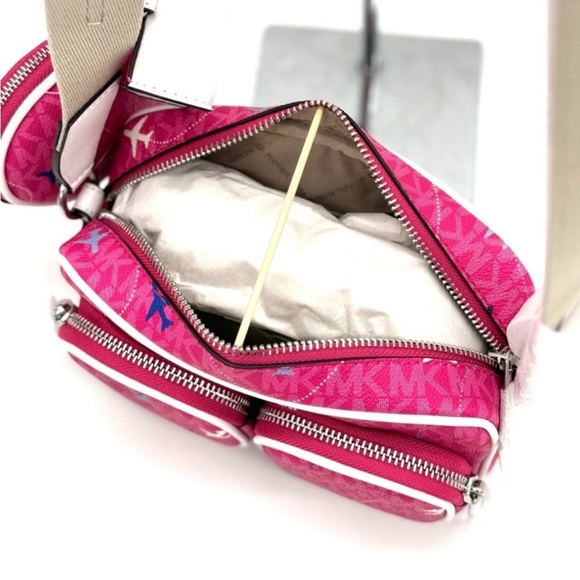 Michael Kors Jet Set Signature Logo Crossbody Bag w Case for Apple AirPods Pro - Picture 10 of 12